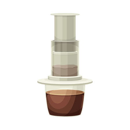 Coffee Brewing with Vacuum Coffee Maker as Cafe Cooking Appliance Vector Illustrationのイラスト素材