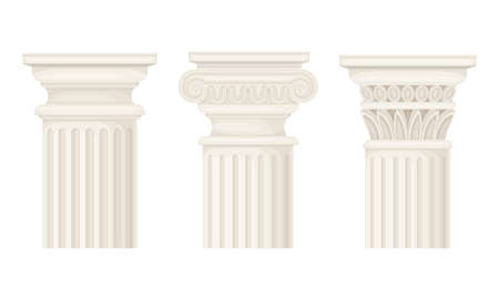 Classical architectural columns set. Architectural decor element vector illustrationのイラスト素材