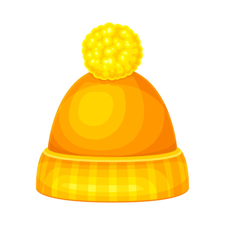 Winter Clothes with Orange Knit Cap or Hat as Warm Outerwear and Head Protection Against Cold Weather Vector Illustrationのイラスト素材