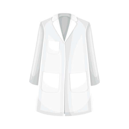 White Doctor Coat with Long Sleeve and Pocket as Uniform and Workwear Clothes Vector Illustrationのイラスト素材