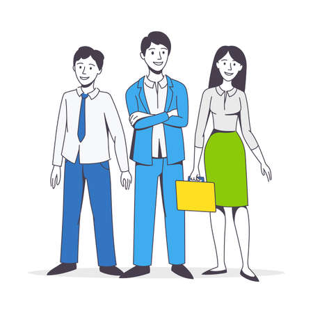 Successful Team with Man and Woman Office Employee Standing Together Vector Illustrationのイラスト素材