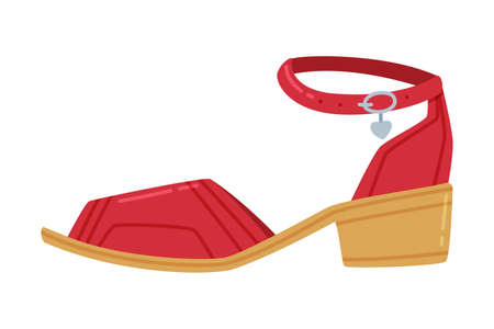 Woman Sandal as Open Type Shoe with Strap Around Ankle as Casual Footwear Vector Illustrationのイラスト素材