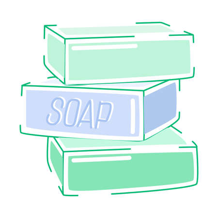 Pile of Soap Bar as Product for Hand Washing and Hygiene Vector Illustrationのイラスト素材