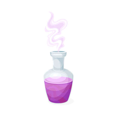 Glass Jar with Purple Potion as Magical Object and Witchcraft Item Vector Illustrationのイラスト素材