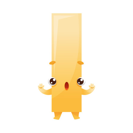 Funny Orange Rectangle as Geometric Shape Character with Surprised Face Expression Vector Illustrationのイラスト素材