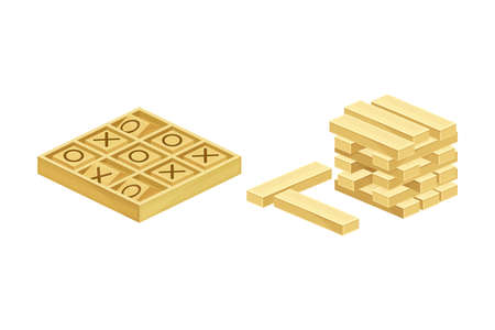 tower building and  board games set vector illustrationのイラスト素材