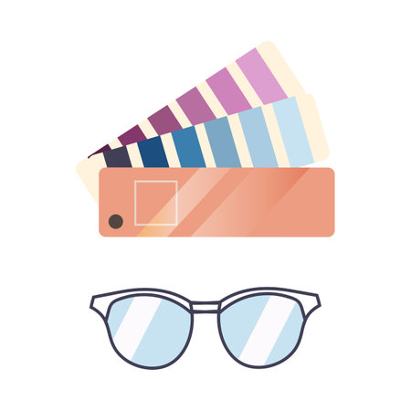 Color guide palette, sample swatch book guide and glasses vector illustrationのイラスト素材