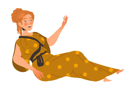 Ancient Woman Roman Character from Classical Antiquity Lying and Talking Vector Illustrationのイラスト素材