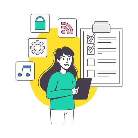 Woman App Dev Professional Developing Software Application for Mobile Device Vector Illustrationのイラスト素材