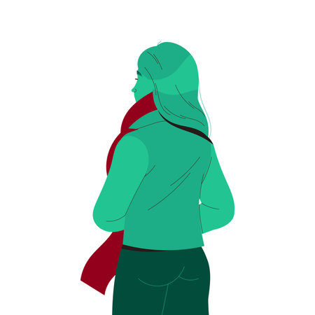 Zombified Standing Young Woman as Manipulation and Hypnosis Back View Vector Illustrationのイラスト素材