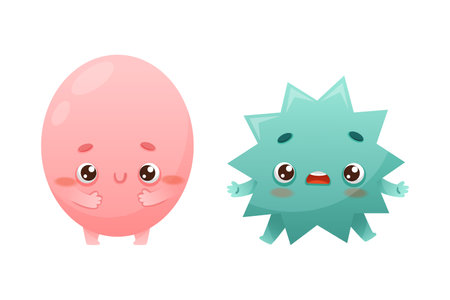 Funny Oval and Star as Geometric Shape Character Smiling and Surprised Vector Setのイラスト素材