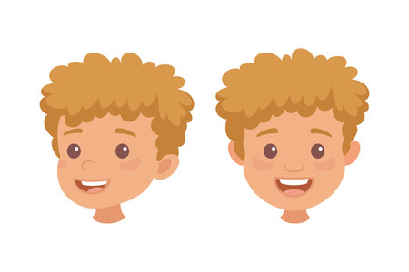 Little Boy Character Face Feeling Different Emotion Vector Setのイラスト素材