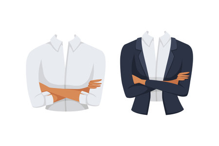 Office Woman Upper Body with Arms as Constructor and Creation Vector Setのイラスト素材