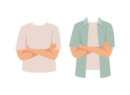 Man Character Folded Arms as Constructor with Separated Body Part Vector Set.のイラスト素材