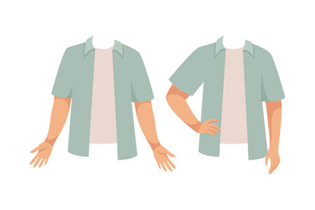 Man Character with Arms in Shirt as Constructor with Separated Body Part Vector Setのイラスト素材
