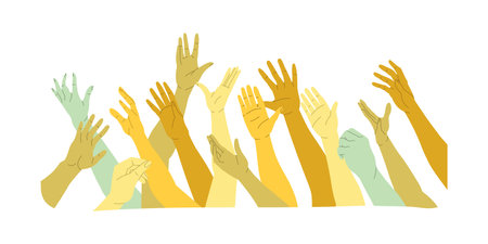Hands Reaching for Food as World Hunger Problem Vector Illustrationのイラスト素材