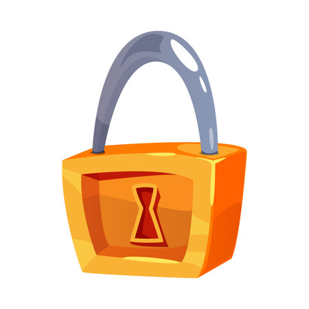 Golden Padlock with Key Hole as Game Object Vector Illustrationのイラスト素材