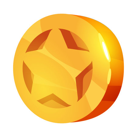 Golden Coin or Token as Game Object Vector Illustrationのイラスト素材