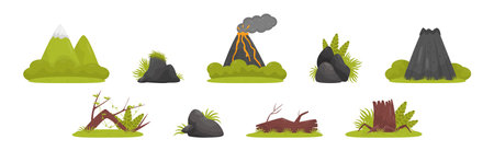 Tropical Jungle Landscape Design Elements Vector Setのイラスト素材