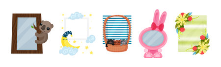Cute Photo Frames and Border for Picture and Photography Vector Setのイラスト素材