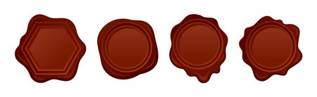 Stamp Red Wax Seal for Close Letter and Document Vector Setのイラスト素材