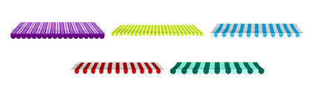 Striped Awning or Overhang as Secondary Covering of Fabric Vector Setのイラスト素材
