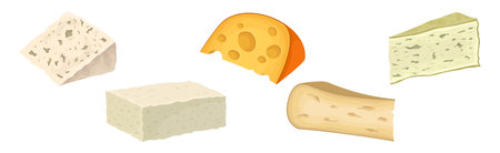 Different Cheese as Dairy Product Made from Milk Vector Setのイラスト素材