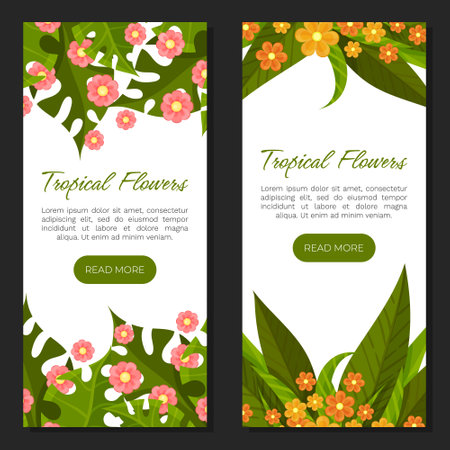 Natural Leaf and Flower Frame Vector Templateのイラスト素材