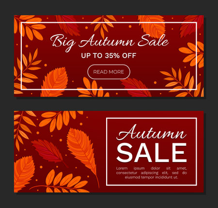 Autumn Sale Layout with Leaves as Shopping Promo Vector Templateのイラスト素材