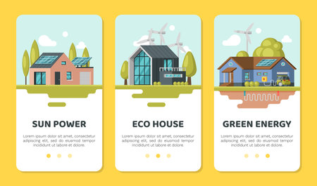 Green Energy and Eco Friendly Modern House Banner Vector Templateのイラスト素材
