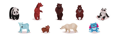 Polar Bear, Panda and Grizzly as Carnivore Animal Vector Setのイラスト素材