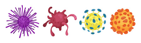 Colorful Virus and Microbes of Different Shape Vector Setのイラスト素材