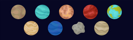 Solar System Planets and Celestial Body Vector Set