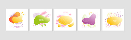 Abstract Design Cover with Fluid Gradient Shape Vector Template Setのイラスト素材