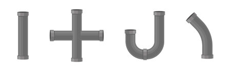 Traps as Shaped Pipe and Plumbing Fixture Vector Set