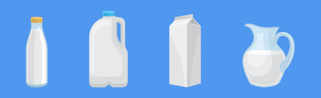 Milk White Liquid Food and Dairy Product Vector Setのイラスト素材
