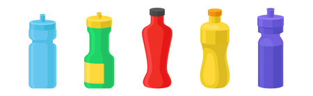 Water Flask and Thermal Container for Drink Vector Setのイラスト素材