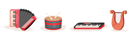 Musical Instrument for Orchestra and Acoustic Concert Vector Setのイラスト素材
