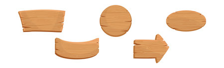 Wooden Tablet and Textured Panels and Signboard Vector Setのイラスト素材