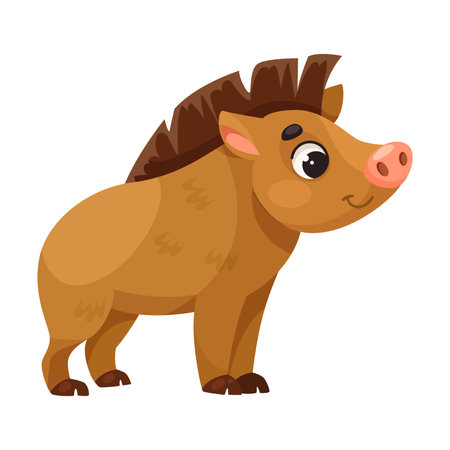 Cute Boar with Hoof and Snout as Forest Animal Vector Illustrationのイラスト素材