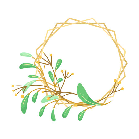 Frame with Green Branches and Foliage Vector Illustrationのイラスト素材