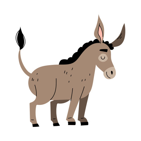 Cute Grey Donkey as Farm Animal Vector Illustrationのイラスト素材