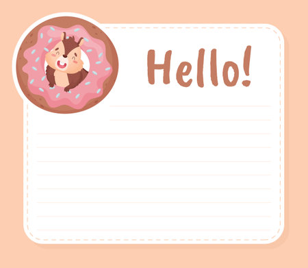 Notepad Page with Cute Chipmunk Character Vector Templateのイラスト素材