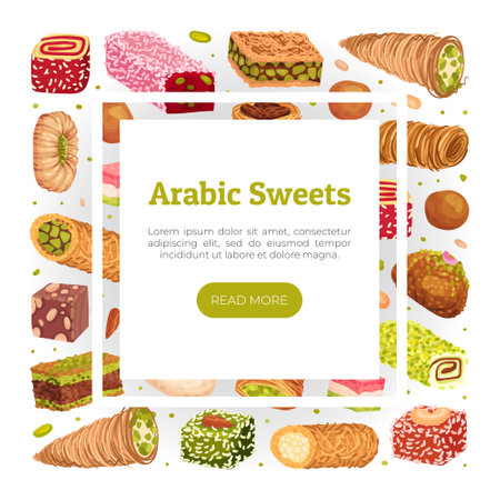 Eastern and Arabic Sweets Banner Design Vector Templateのイラスト素材
