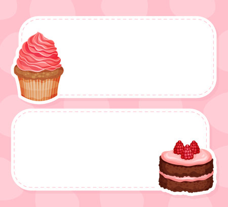 Delicious Dessert Food Recipe Card Design with Sweet Pastry Vector Templateのイラスト素材