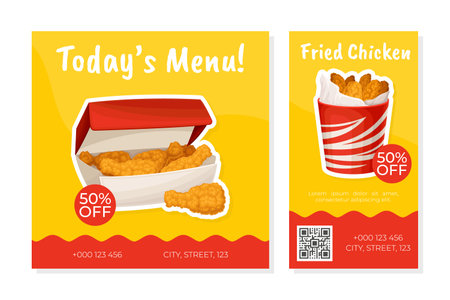Crispy Fried Chicken Food Banner Design Vector Templateのイラスト素材
