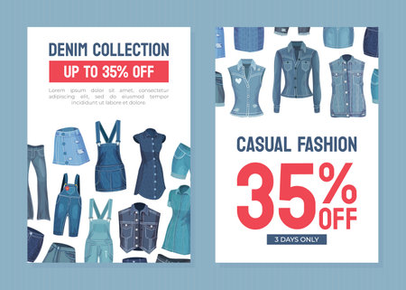 Jeans Denim Clothes Banner Design for Shop Vector Templateのイラスト素材
