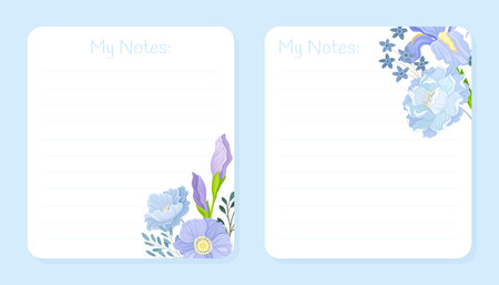 Iris Purple Flower Notes Card Design Vector Templateのイラスト素材