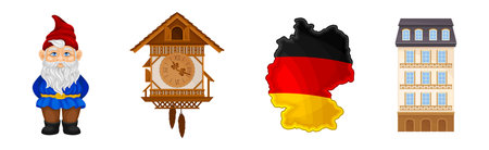 Germany Object and Symbol with Gnome, Map, Building and Pendulum Clock Vector Setのイラスト素材