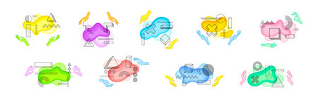Colorful Human Hands with Different Abstract Geometric Shape and Figure Vector Setのイラスト素材